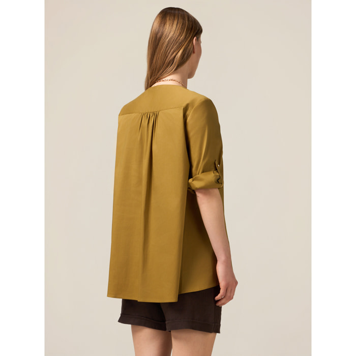 Oltre - Blusa holgada de mezcla de algodón - Verde militare