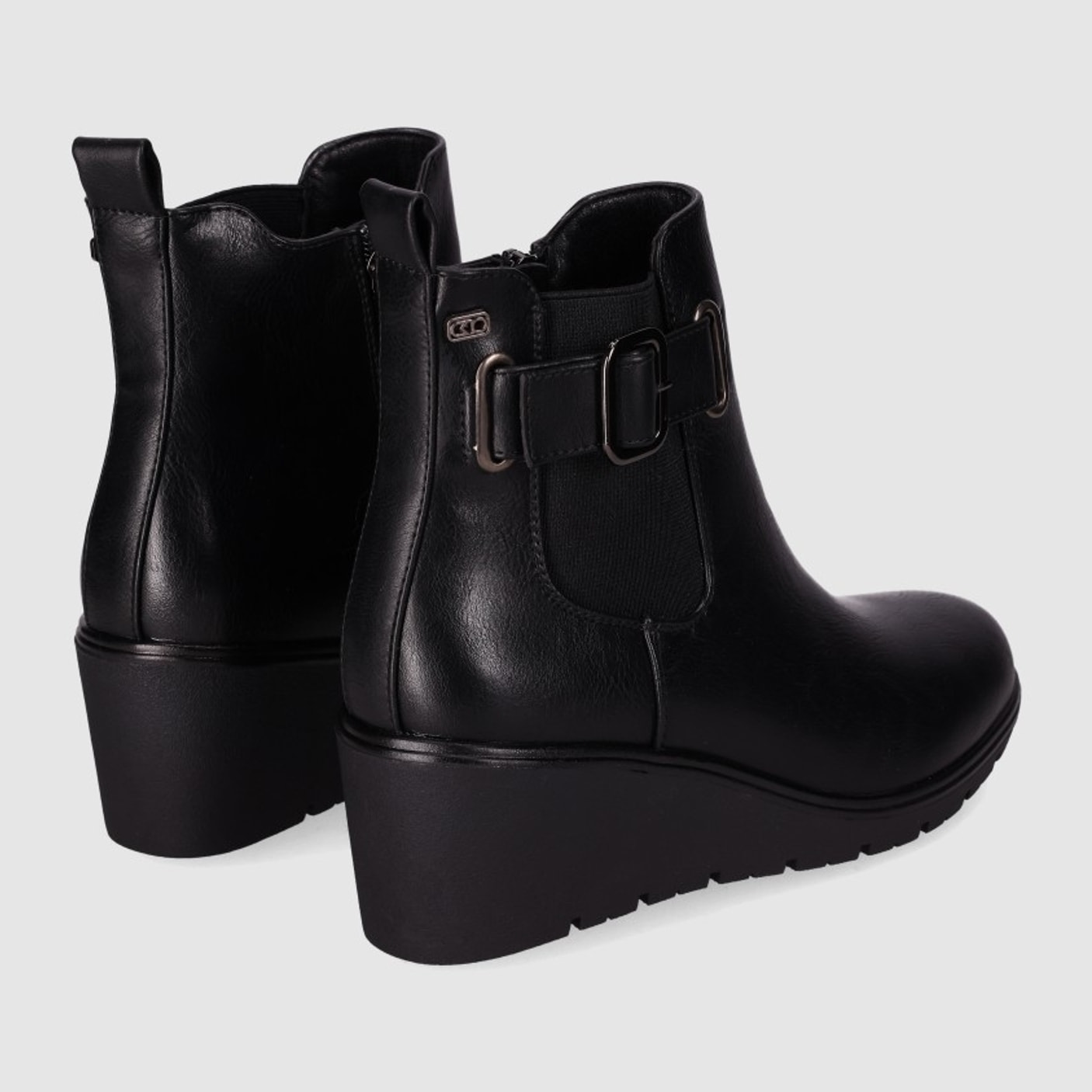 Botines de Piel Sintética - Negro - Tacón: 6 cm