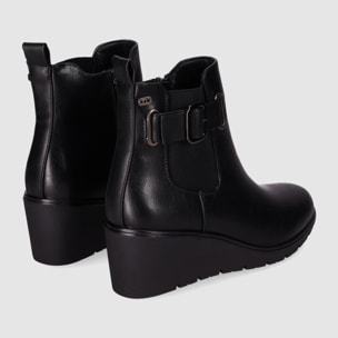 Botines de Piel Sintética - Negro - Tacón: 6 cm