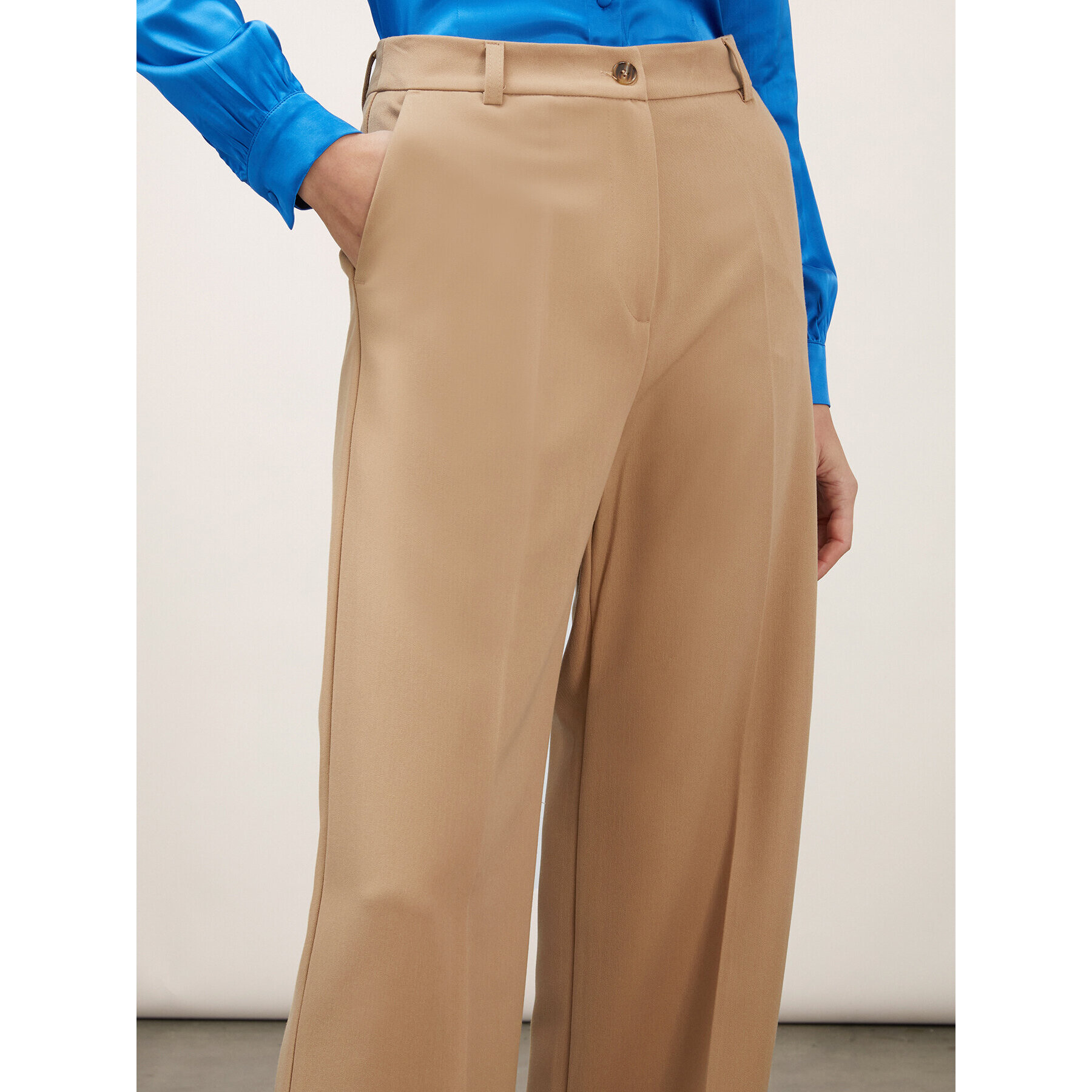 Motivi - Pantalones modelo palazzo con raya planchada - Beige