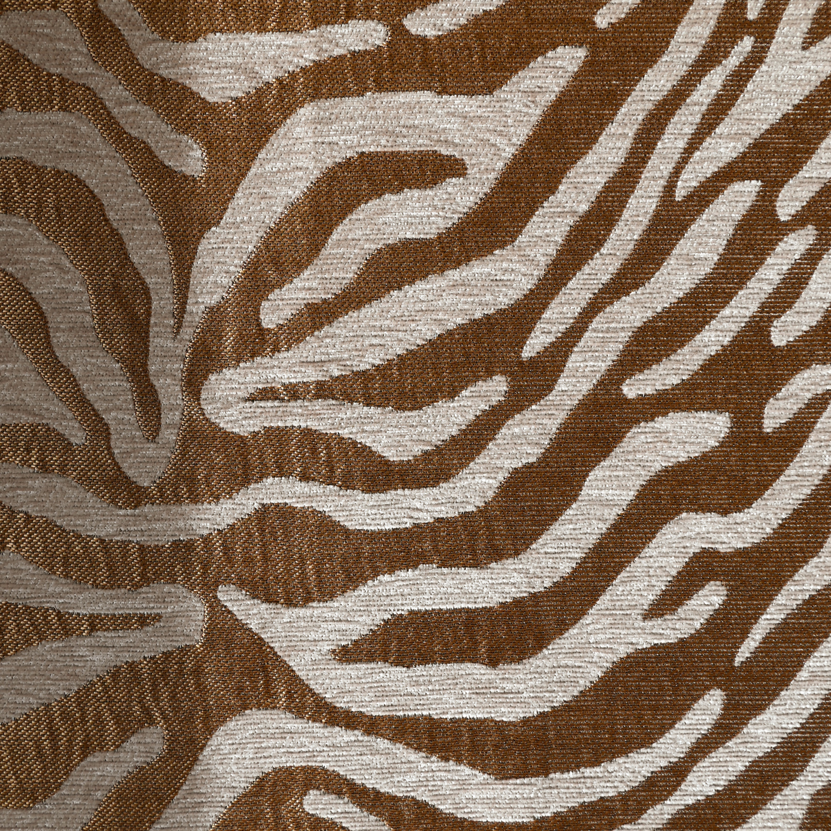 Tissu jacquard chenille motif zèbre - Jaune Ocre