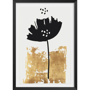 Poster fleur pollen doré Affiche + cadre en bois - Noir