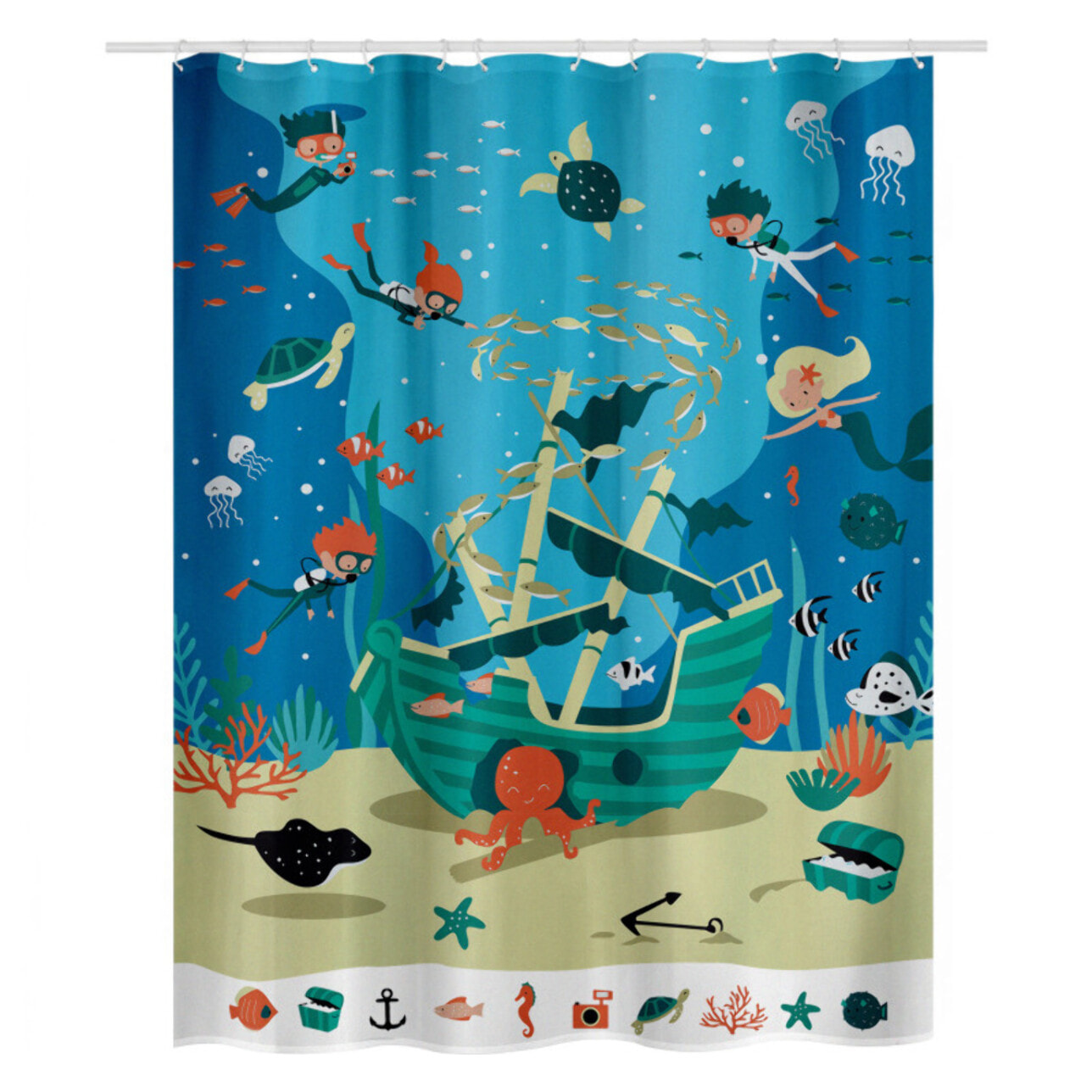 Rideau de douche Polyester PIRATES 180x200cm Spirella