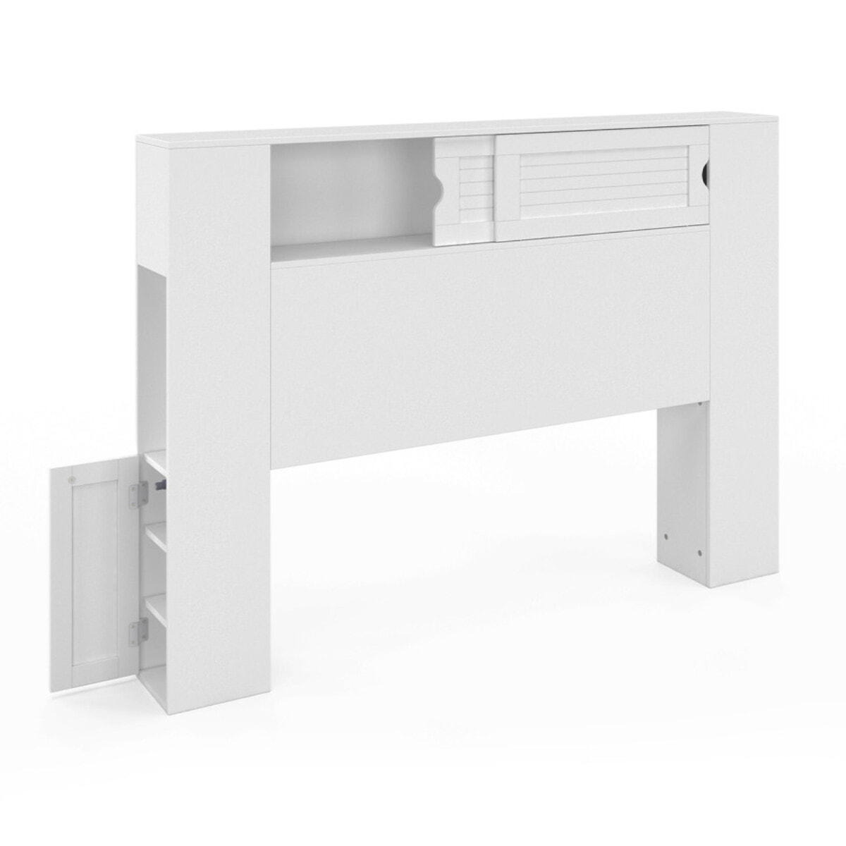 Tête de lit sur pieds Orem blanche avec rangement coulissant 140cm