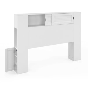 Tête de lit sur pieds Orem blanche avec rangement coulissant 140cm