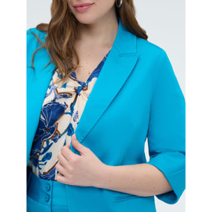 Fiorella Rubino - Blazer in misto cotone con risvolti - Azzurro