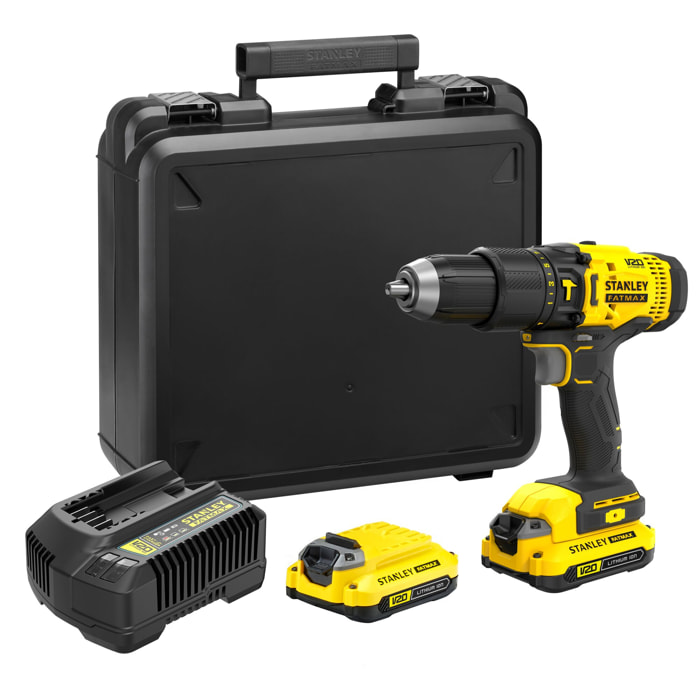 V20 Perceuse Visseuse à Percussion 50Nm- Lithium 18V - 2 Batterie 1,5Ah STANLEY FATMAX - SFMCD711C2K-QW