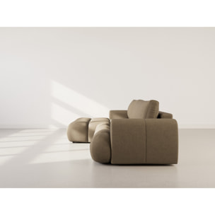 Yulin - Canapé d'angle gauche 4 places convertible avec coffre en tissu bouclette - Marron