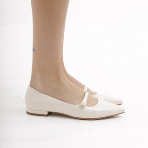 DECOLLETE' FLAT CINTURINO PANNA