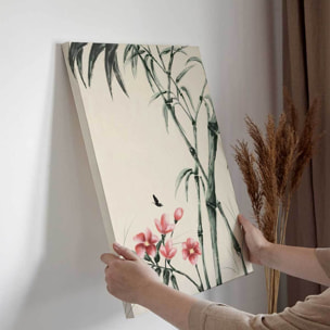 Tableau bambou fleurs style asiatique Toile imprimée