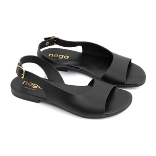 Sandalo minimal cross con cinturino in vera pelle - NERO