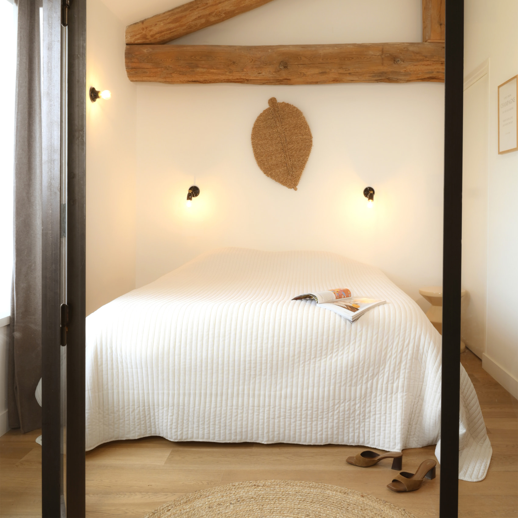Jeté de lit matelassé en velours côtelé - Ecru