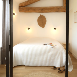 Jeté de lit matelassé en velours côtelé - Ecru