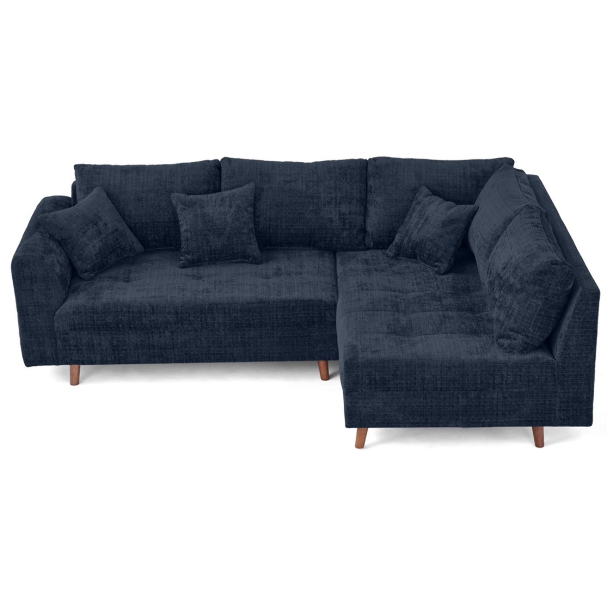 Rune - canapé d'angle droit 4 places en velours texturé - Bleu