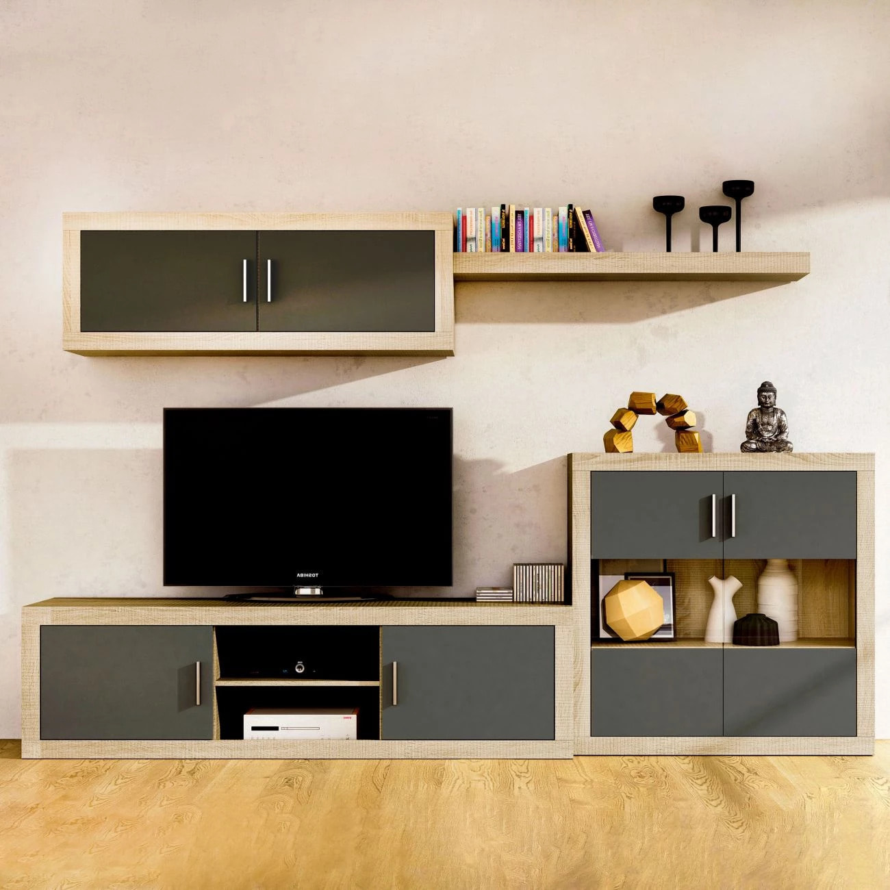 Bodeguero Nuka 2 puertas Cambria - Grafito