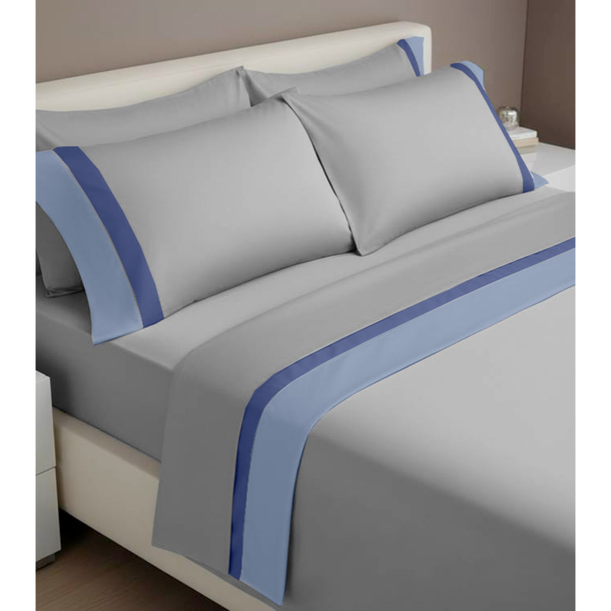 Completo IPERSAN doppia balza RASO Bordo RASO Azzurro/Jeans fondo Grigio