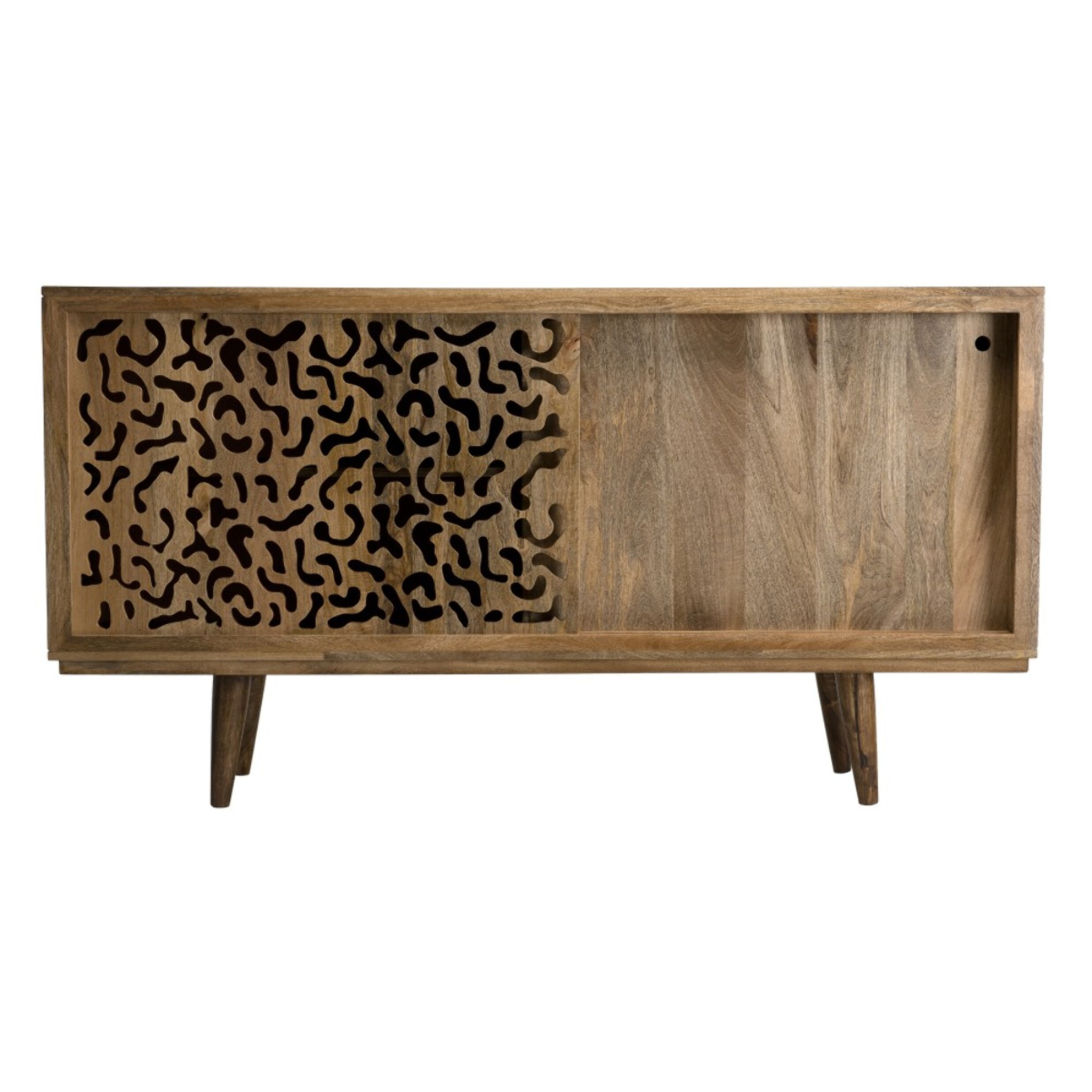 INDRA - Buffet bois Manguier 160x45cm 2 portes coulissantes 1 étagère Jaipur