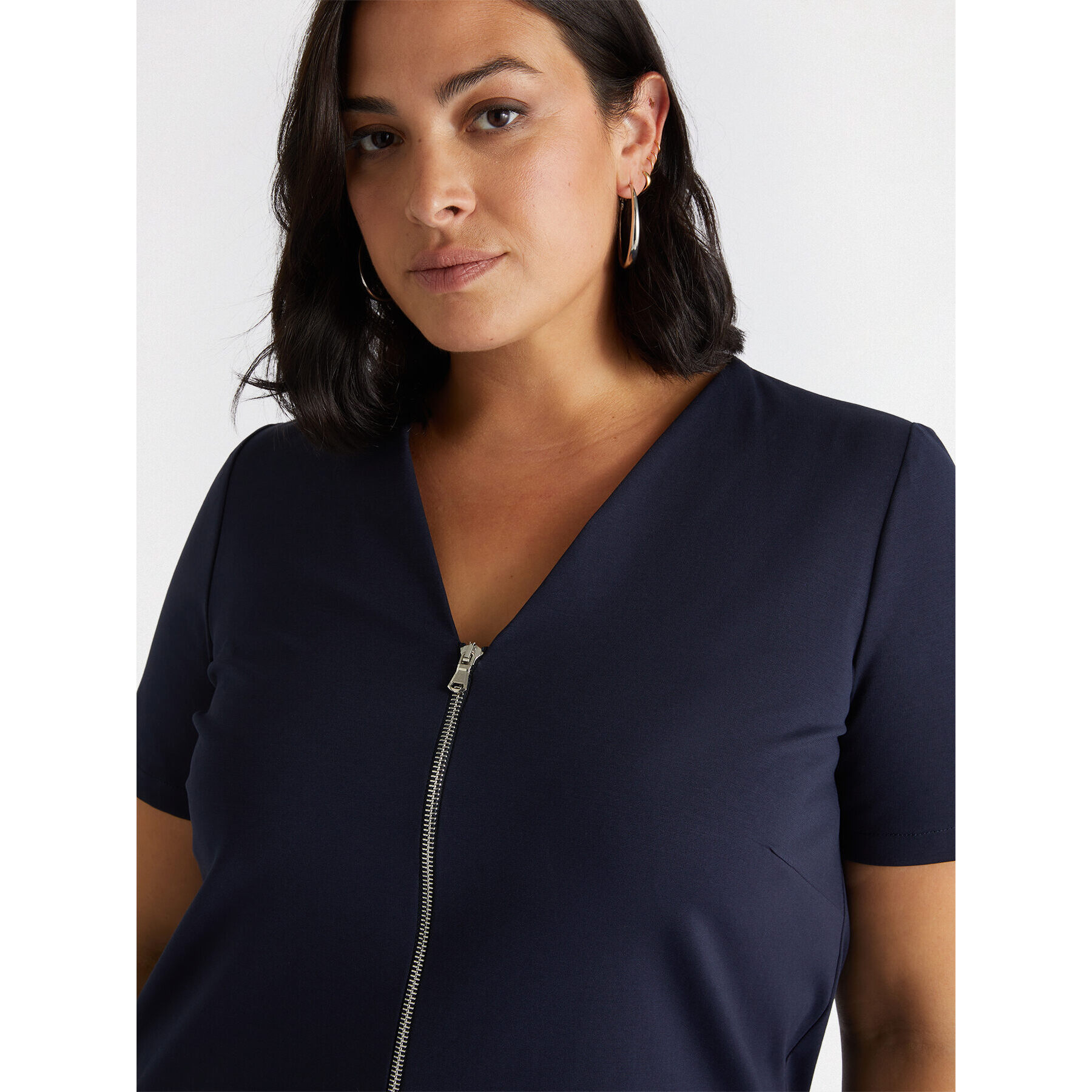 Fiorella Rubino - Vestido corto con cremallera y pliegues - Azul