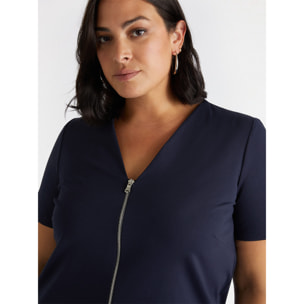 Fiorella Rubino - Vestido corto con cremallera y pliegues - Azul