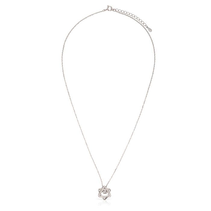 Collar de plata de ley 925 con colgante de estrella de David con circón y cierre de resorte.
