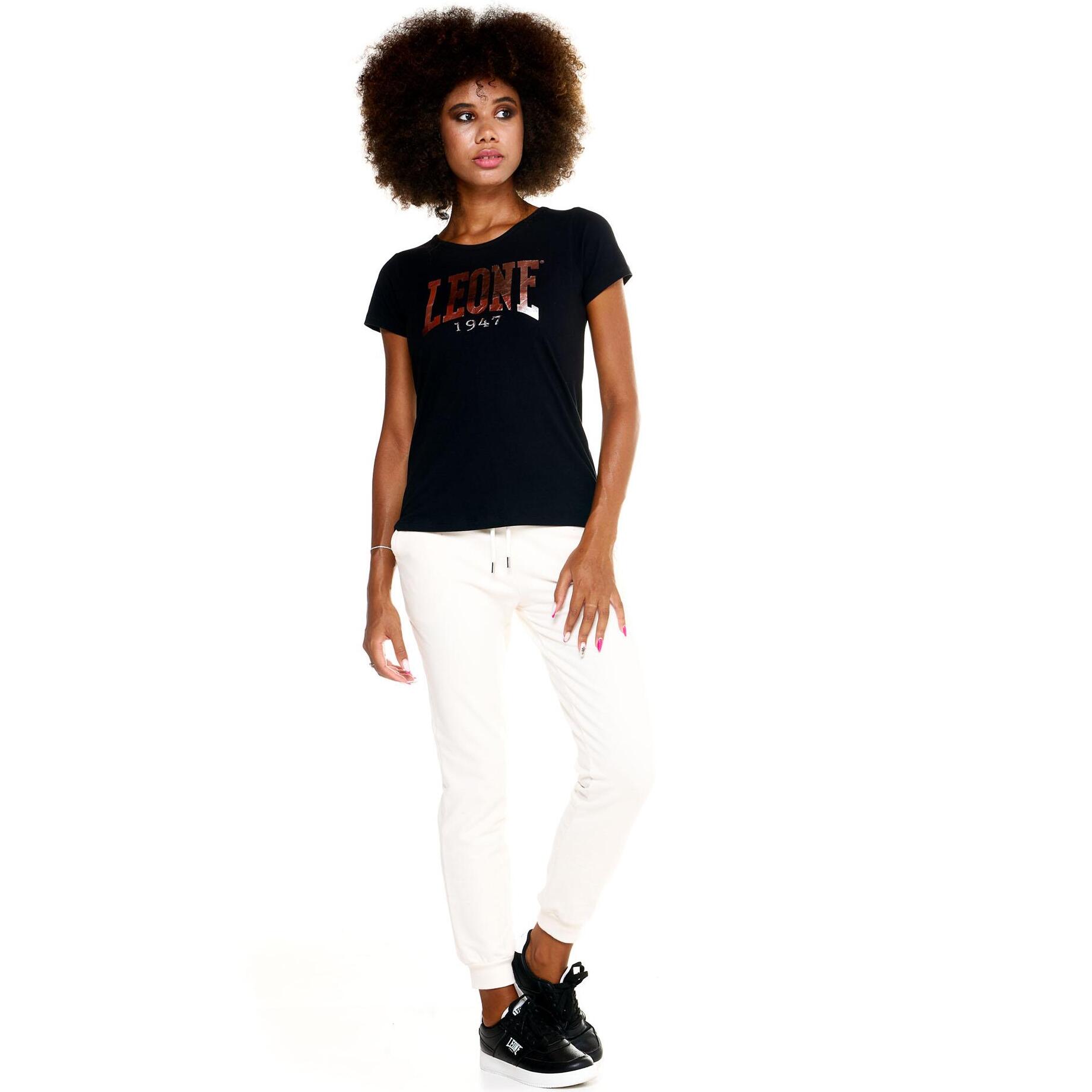 T-shirt Leone donna con maniche corte e logo grande Basic