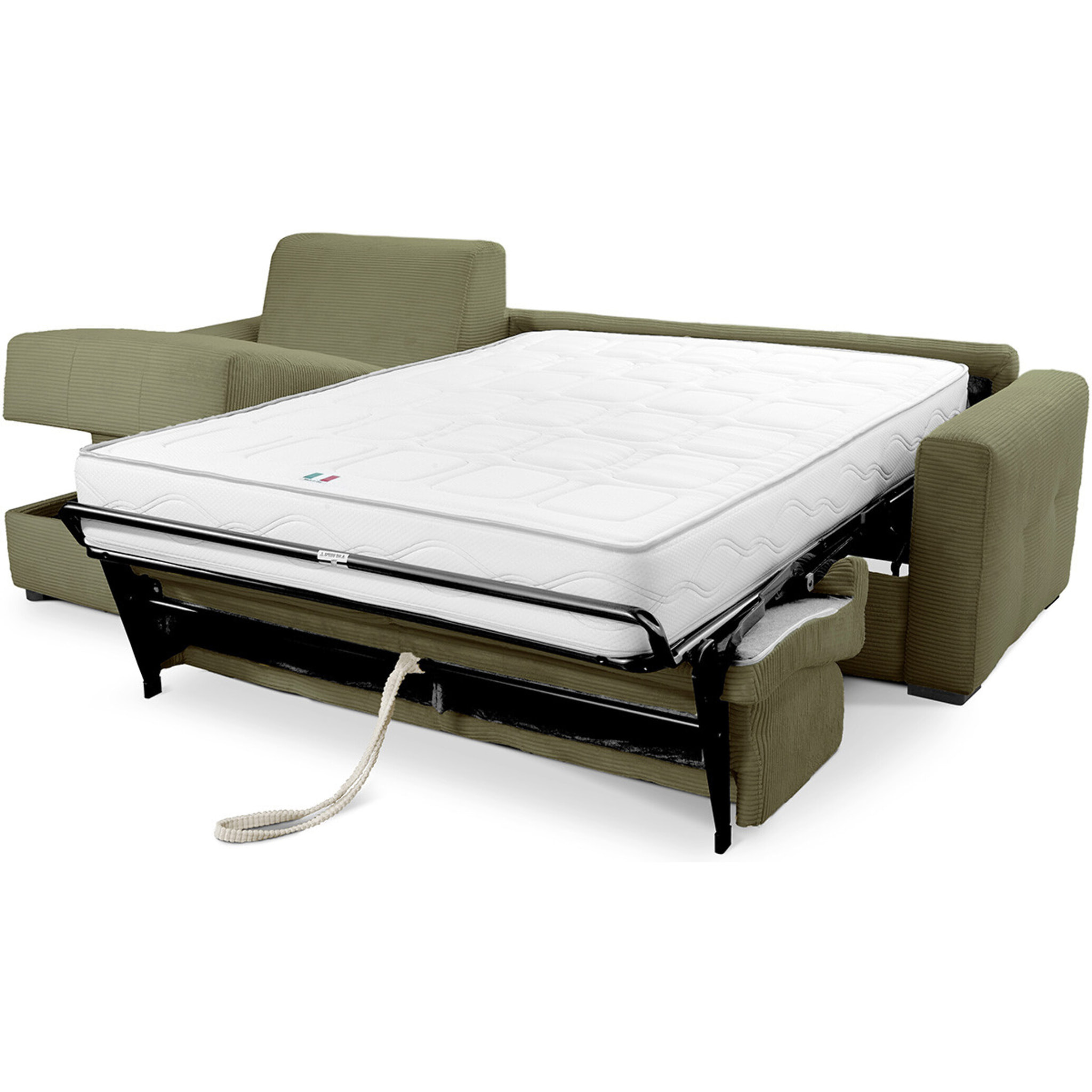 Canapé d'angle convertible express 5 places en velours côtelé - ANDREA