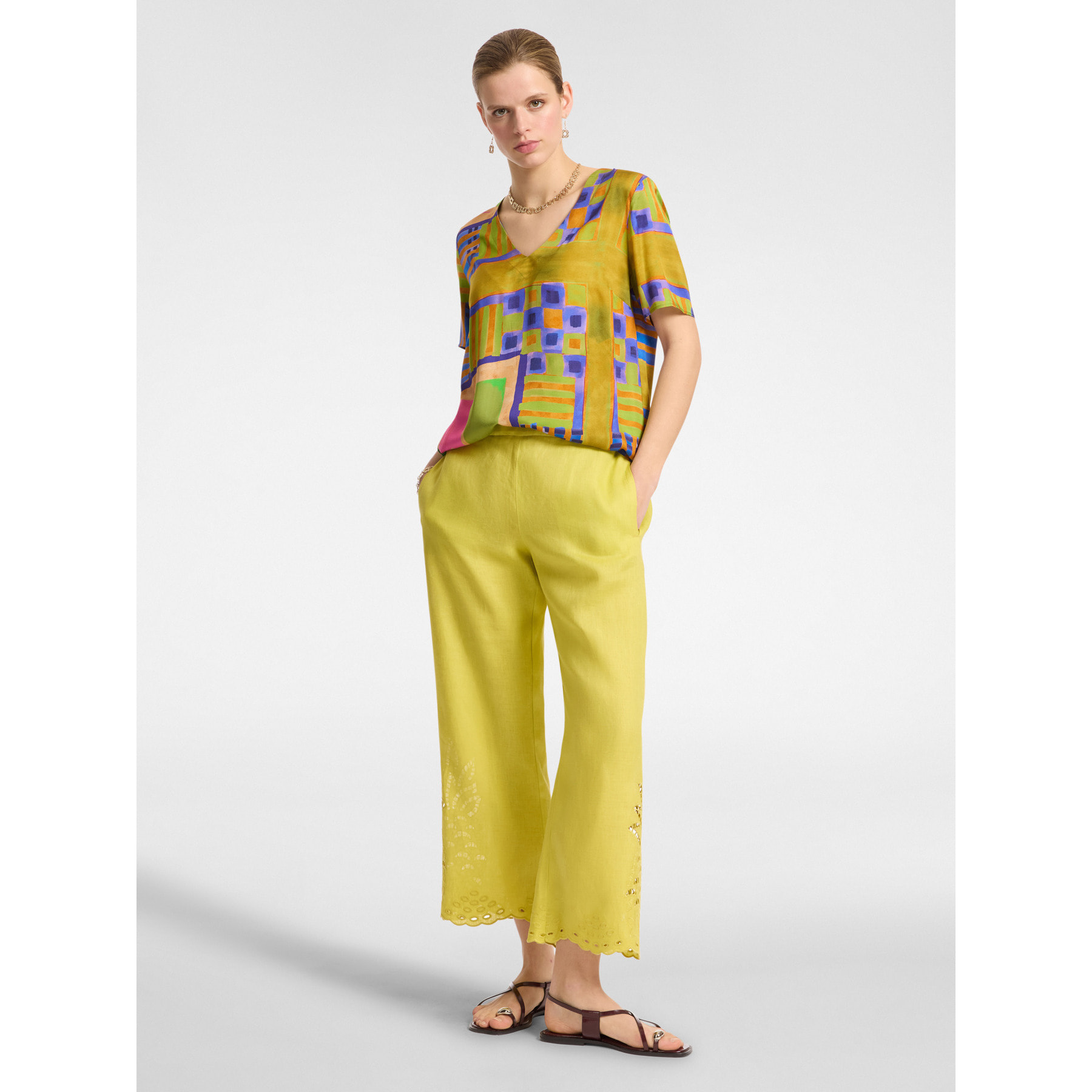 Elena Mirò - Blusa estampada de manga corta - Amarillo