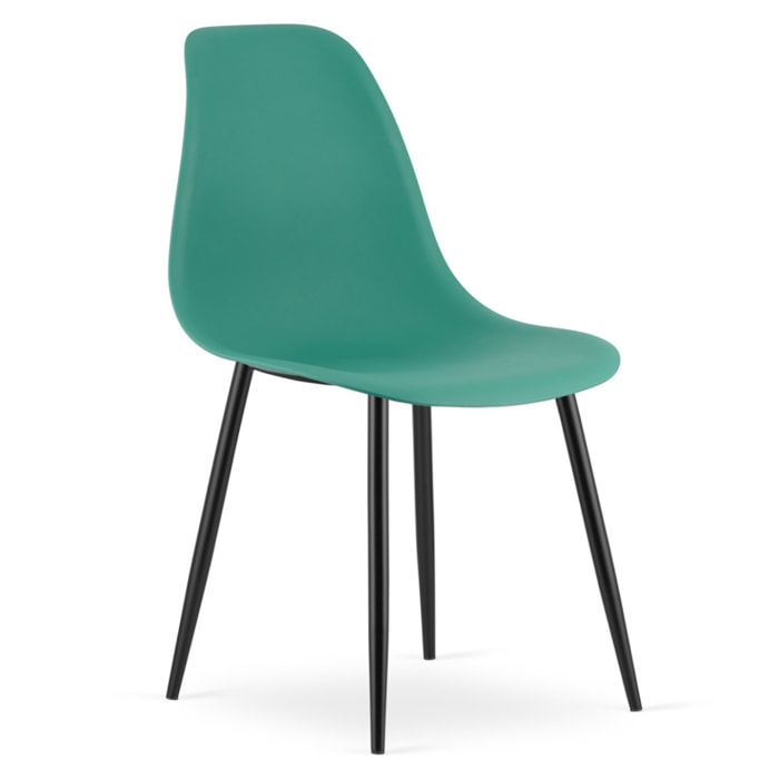 Sedia di design Wat verde con gambe in metallo nero