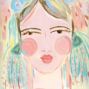 Affiche enfant visage Affiche + cadre en bois - Chêne