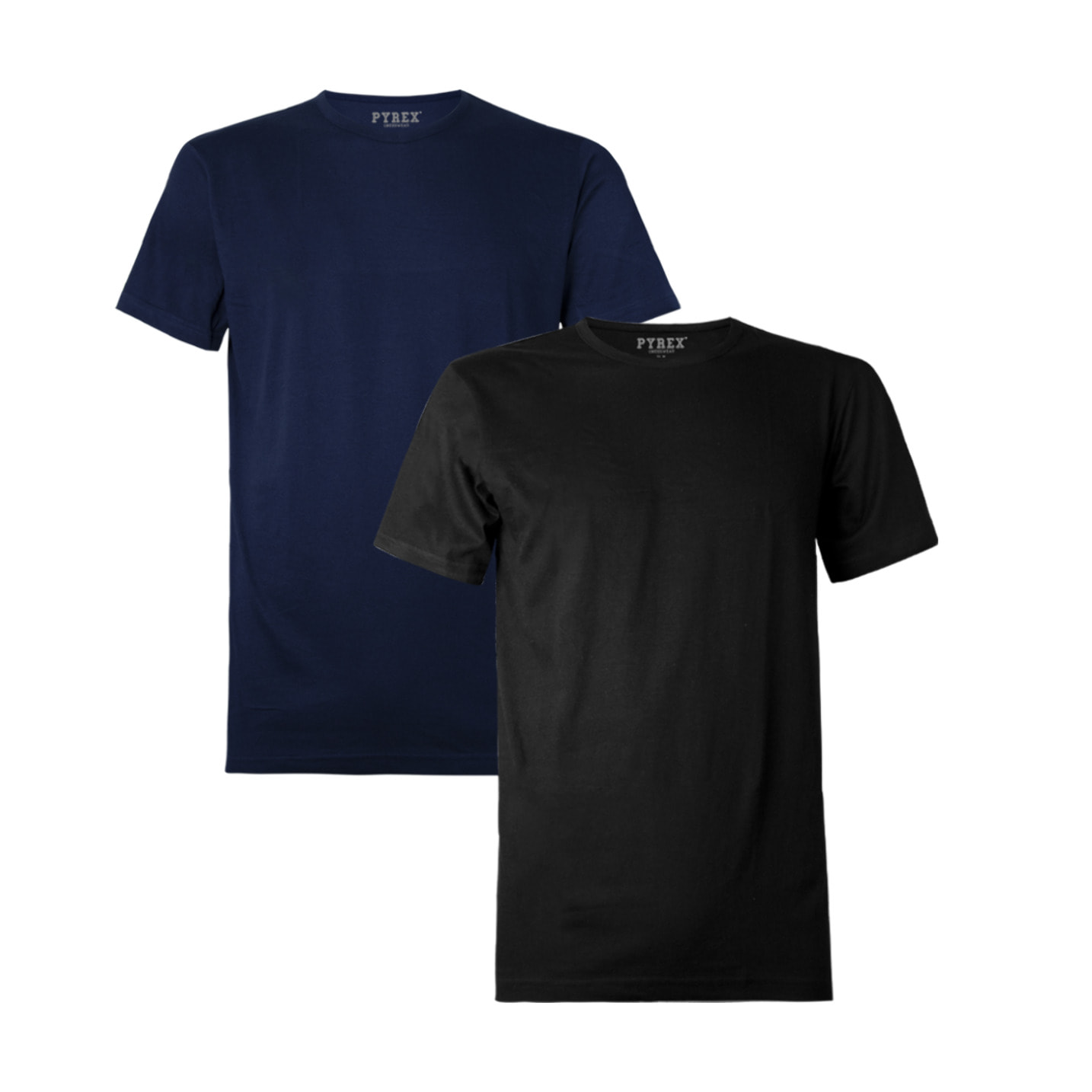 T-Shirt Uomo Pyrex Cotone Bielastico Art. PG30 Conf. 2 pz Girocollo Ass (1 Blu + 1 Nero)