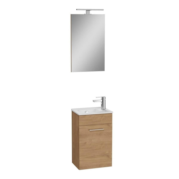 Mia ensemble meuble 39x61x28 cm avec miroir, lavabo et éclairage LED, chêne (MIASET40D)