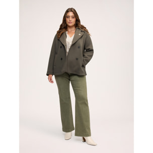 Fiorella Rubino - Chaqueta cruzada con pechera desmontable - Verde militare