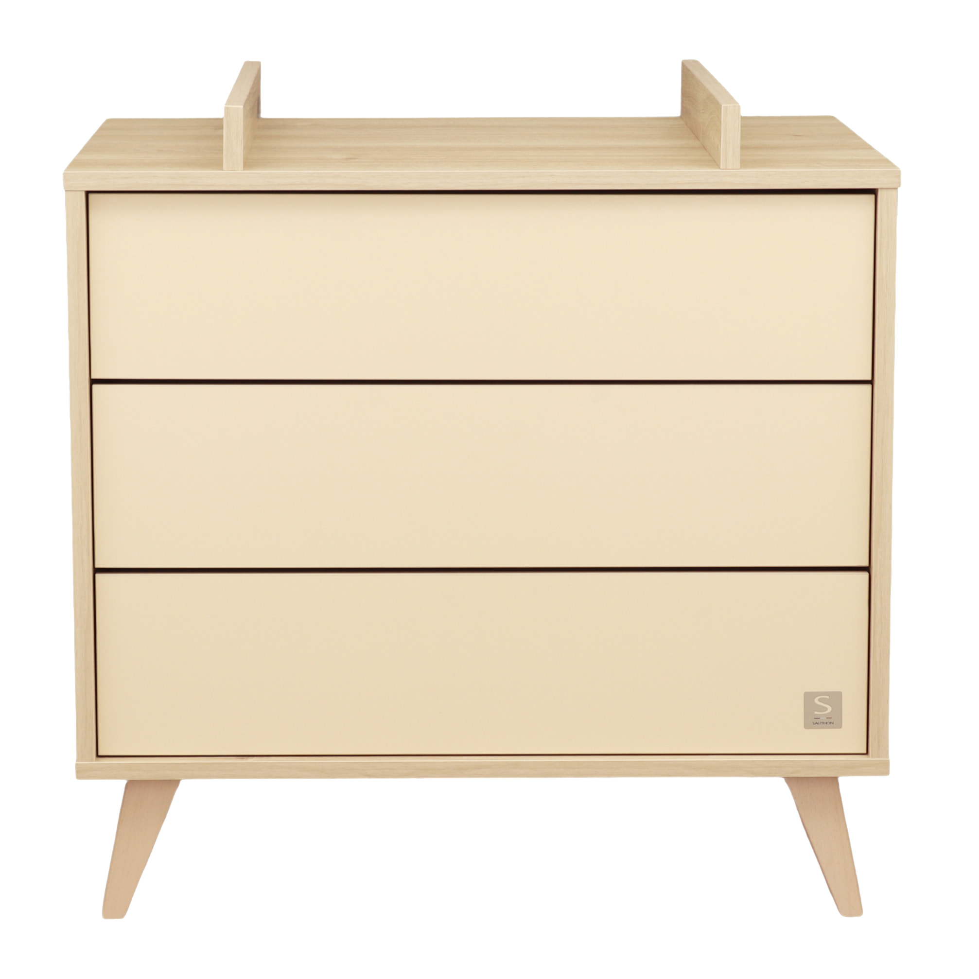 Commode 3 tiroirs sur pieds bois obliques