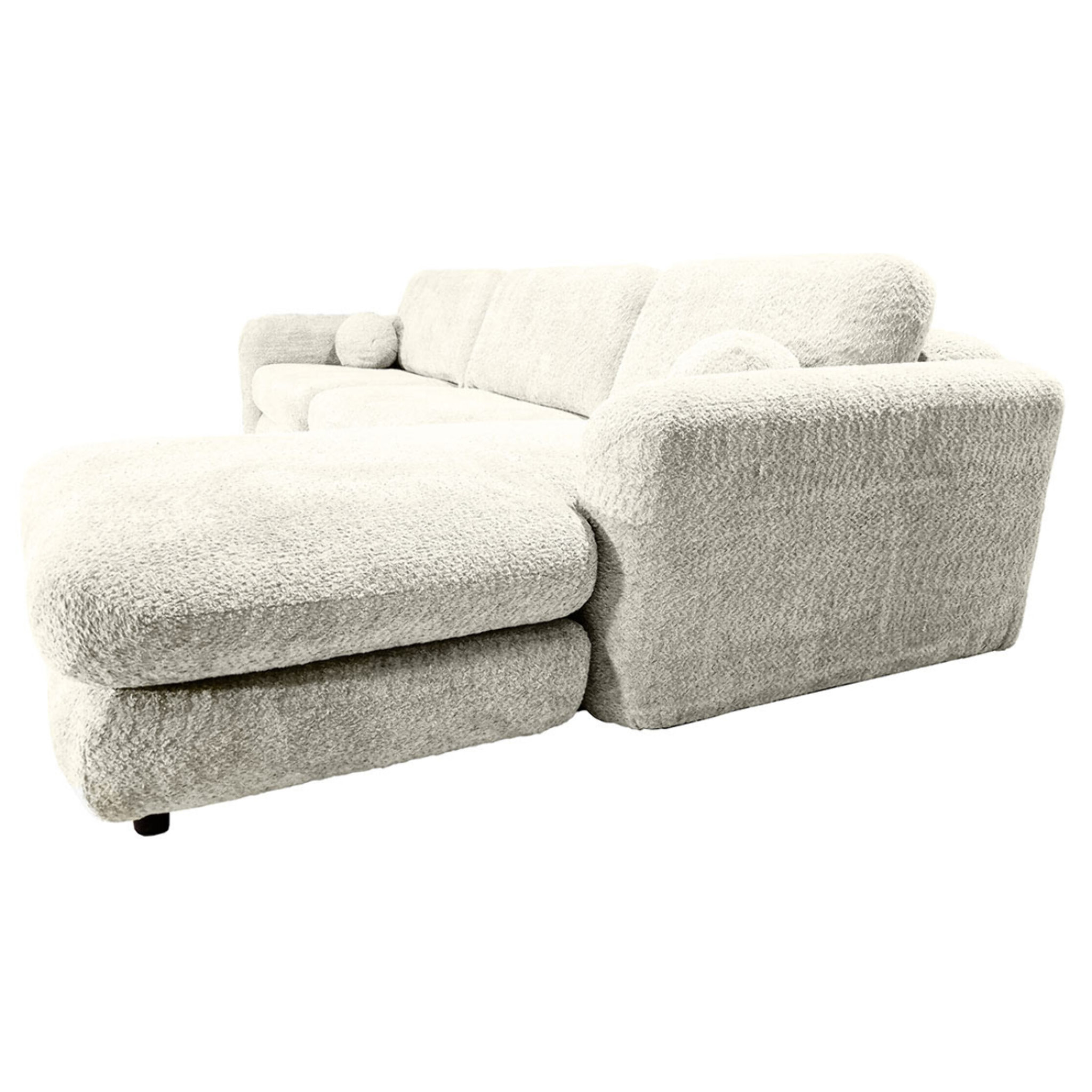 Rachel - Canapé d'angle droit 4 places en tissu bouclette - Beige