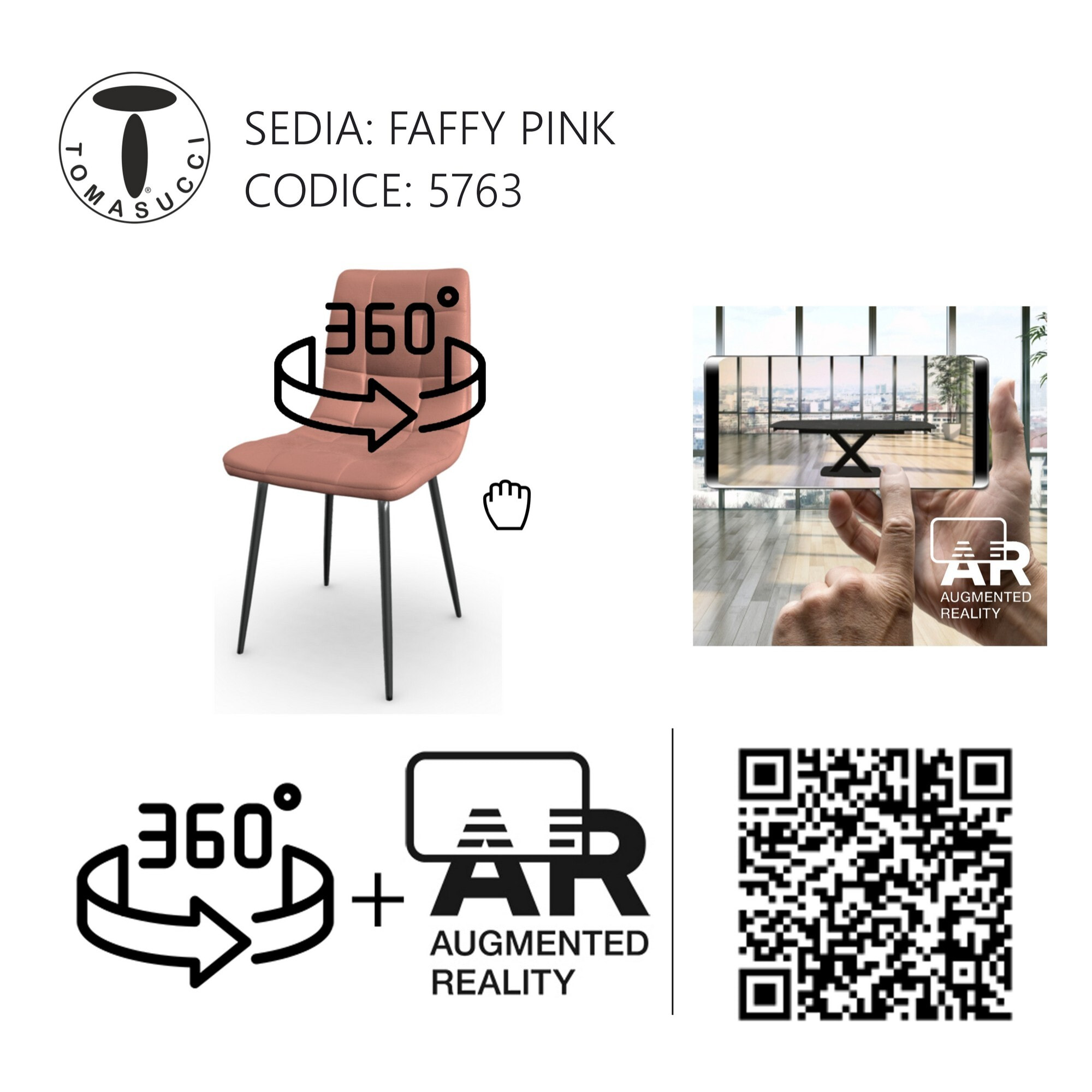 Tomasucci Lot de 4 Chaises FAFFY PINK