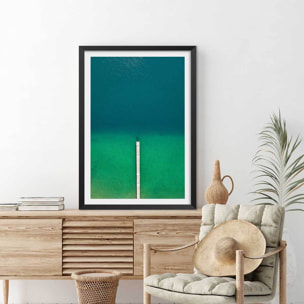 Affiche plage tropiques dans mon coeur Affiche sous cadre noir