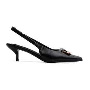 Slingback con maxi fibbia - NERO