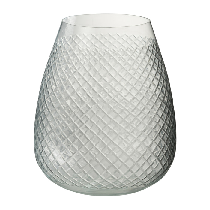 J-Line vase Carreaux - verre - transparent - medium -  Ø 18 cm