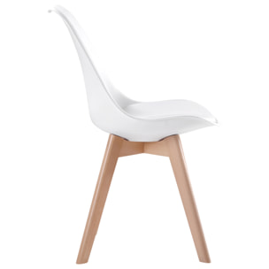 Lot de 4 chaises scandinaves NORA blanches avec coussin