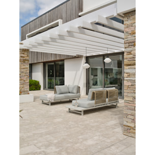 IRUN - Salon de jardin d'angle 6 places en corde tissée et aluminium