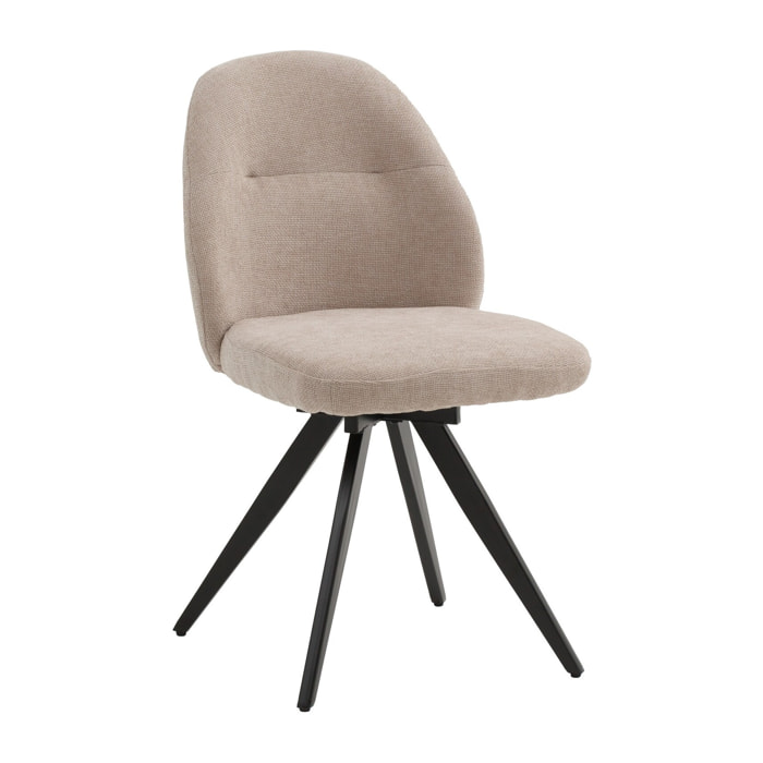 Set di 4 sedie girevoli ZENNENDAL in tessuto beige e gambe in metallo nero