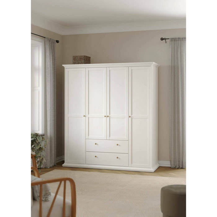 Guardaroba grande Amarena, Mobile camera da letto, Cabina armadio portabiti, Armadio appendiabiti, 181x61 h201 cm, Bianco