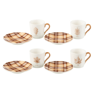 J-Line tasse à  café + sous-tasse Feuille - céramique 
 - marron - small - boîte de 4