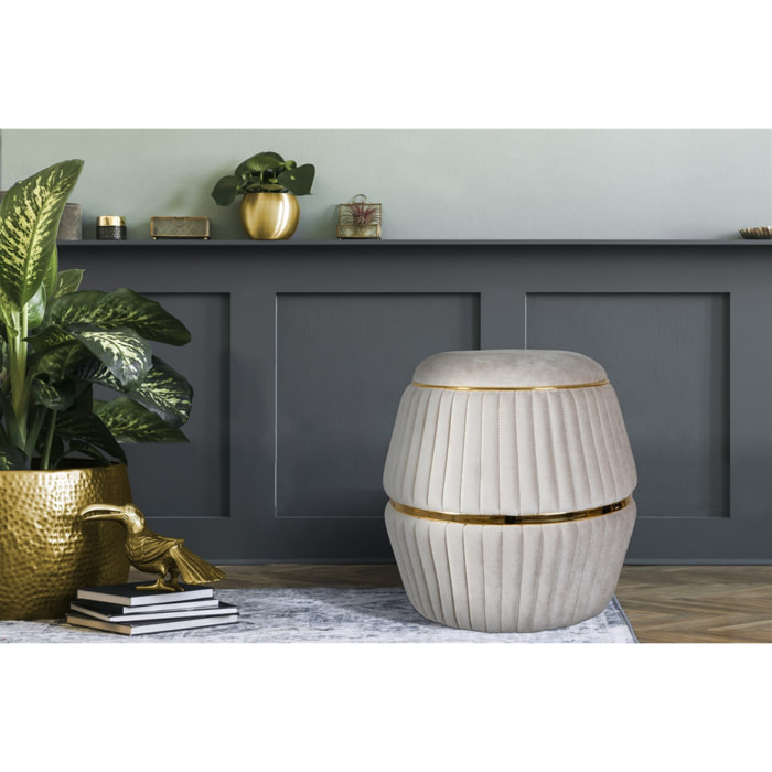 Pouf Doric 200 in Velluto Misto Cotone Taupe e Oro
