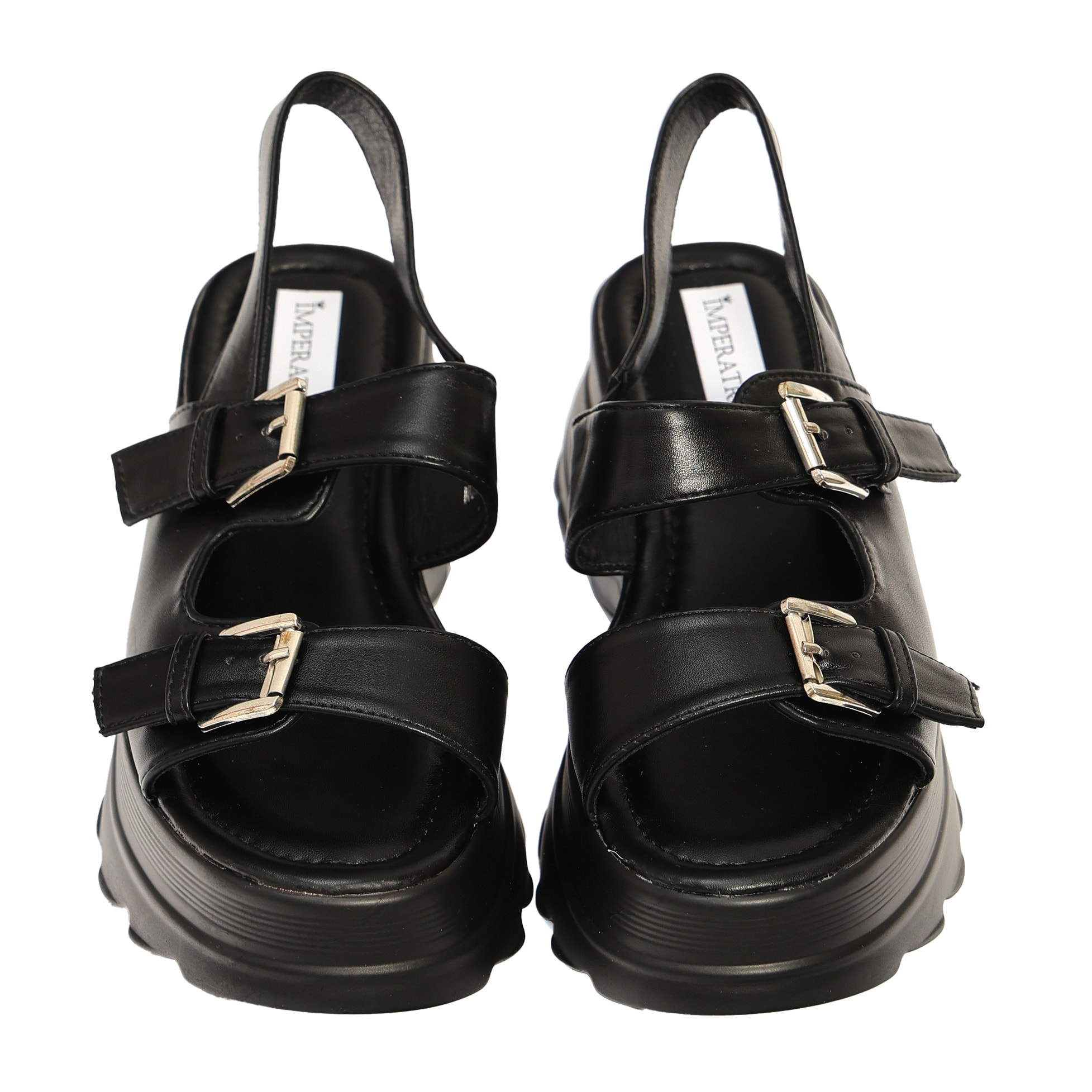 Sandali in simil pelle con zeppa