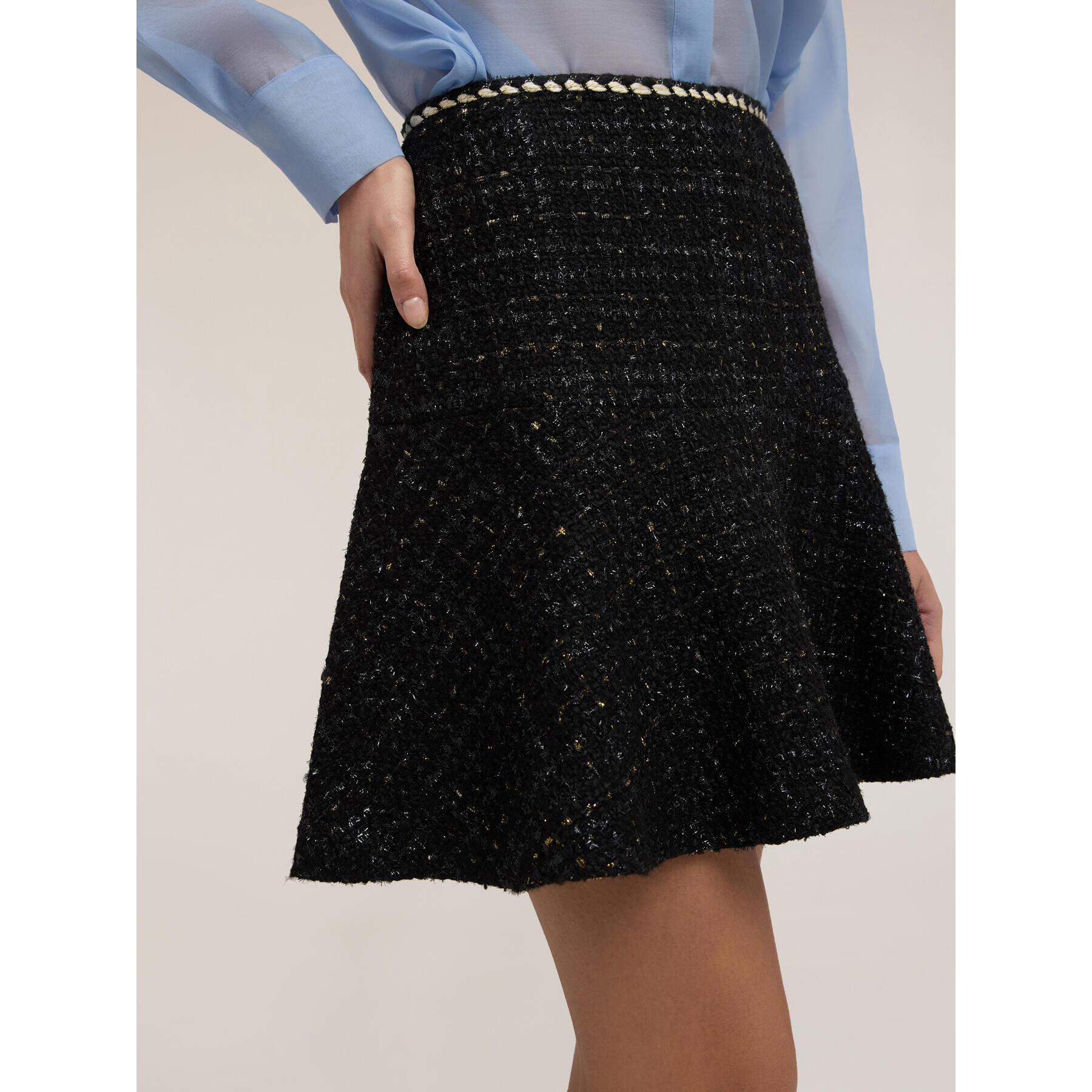 Motivi - Minifalda línea A en tejido bouclé - Negro