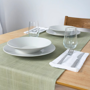 Chemin de table 100 % coton Lesa 125 3 - Vert 50x150 cm