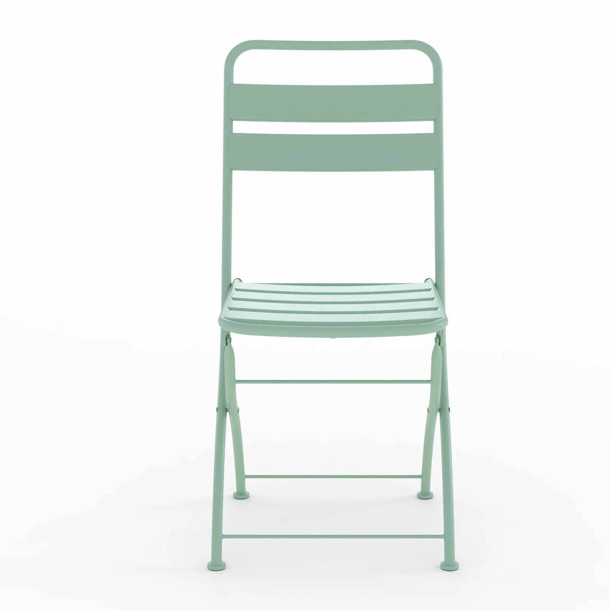 Lot de 2 chaises de jardin en métal vert clair, pliantes - Yumi