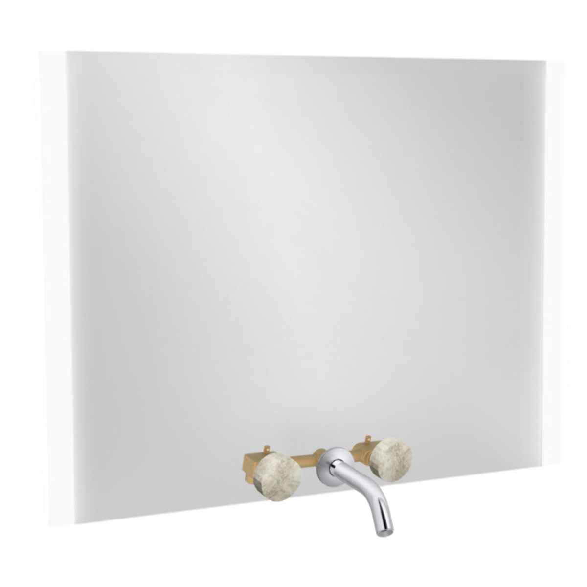 Miroir 3 trous 100 cm + mélangeur lavabo encastré 3 trous Grands Boulevards douceur minérale et chromé
