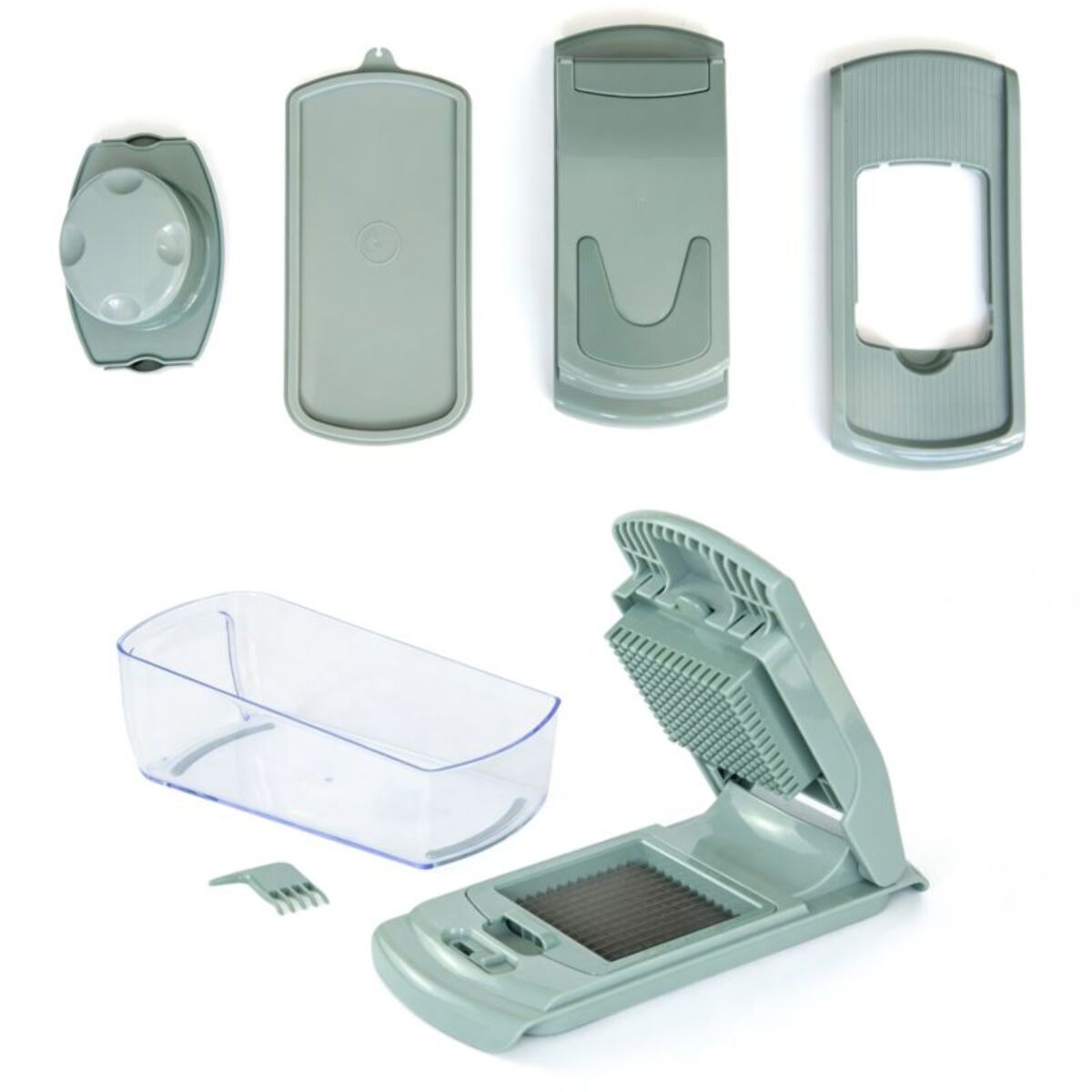 Mandoline ESSENTIELB multifonction avec recipient vert sauge